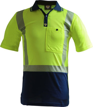 Caution D/N Segmented Tape Microfibre Polo S/S - Kiwi Workgear